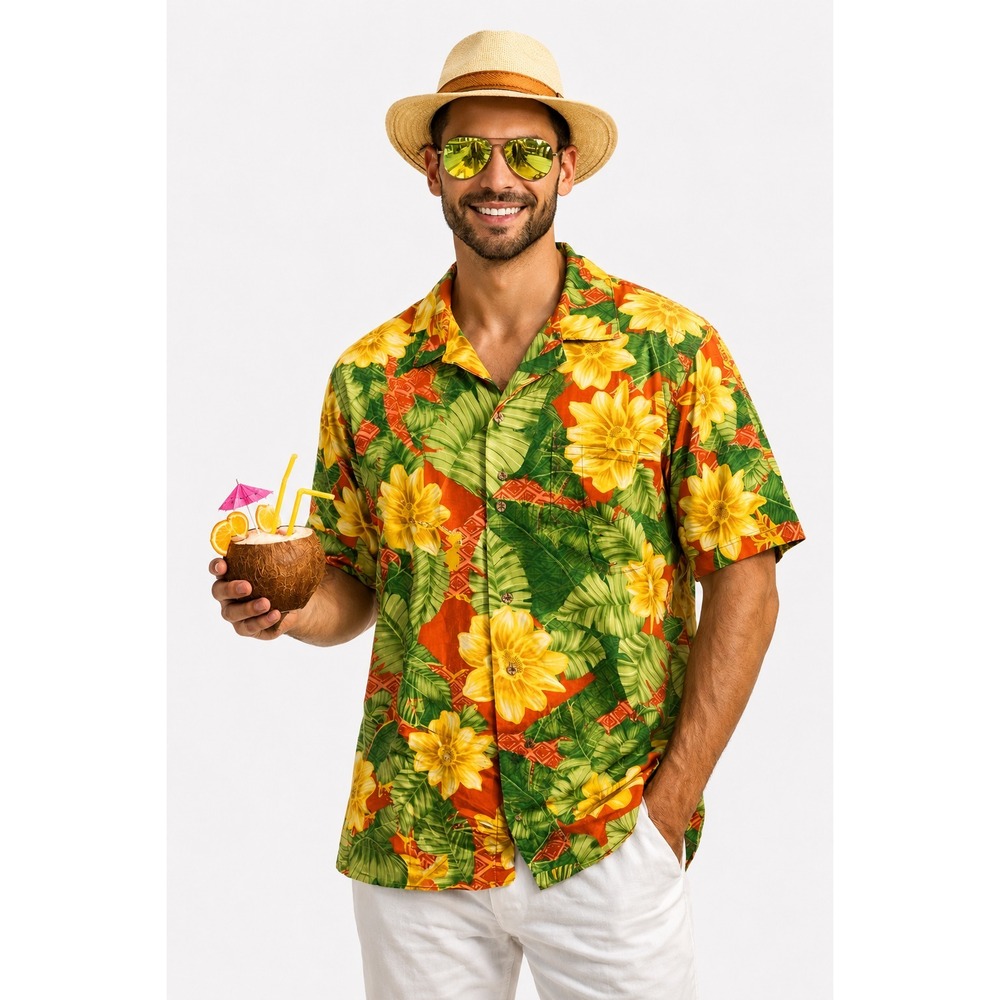 Tommy Bahama Hawaiian Shirt 100% Silk Mens XL Floral Shark Camp Aloha Floral